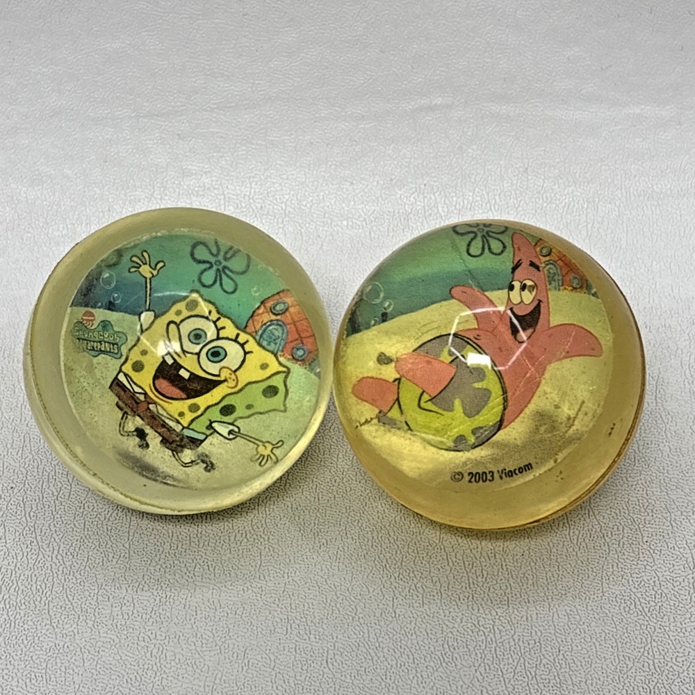 Vtg 2003 2 Sponge Bob‎ Square Pants Patrick Star Clear Double Sided Bouncy Balls